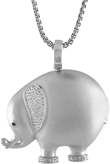  1/3cttw Pave Diamond Elephant Pendant Necklace