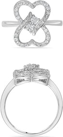 Two Stone Heart to Heart Bond Together Diamond Ring