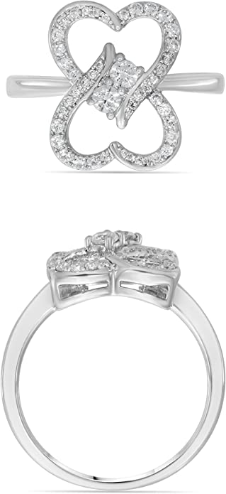 Two Stone Heart to Heart Bond Together Diamond Ring