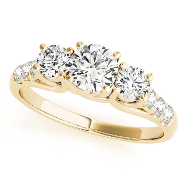 14k Yellow Gold Three-Stone Engagement Ring (0.25 carat, I-J Color, I2-I3 Clarity), Engagement, Ring, JewelMORE.com  - JewelMORE.com