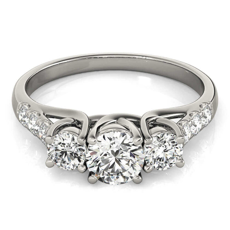 14k White Gold Three-Stone Engagement Ring 0.50 carat, I-J Color, I2-I3 Clarity, Engagement, Ring, JewelMORE.com  - JewelMORE.com