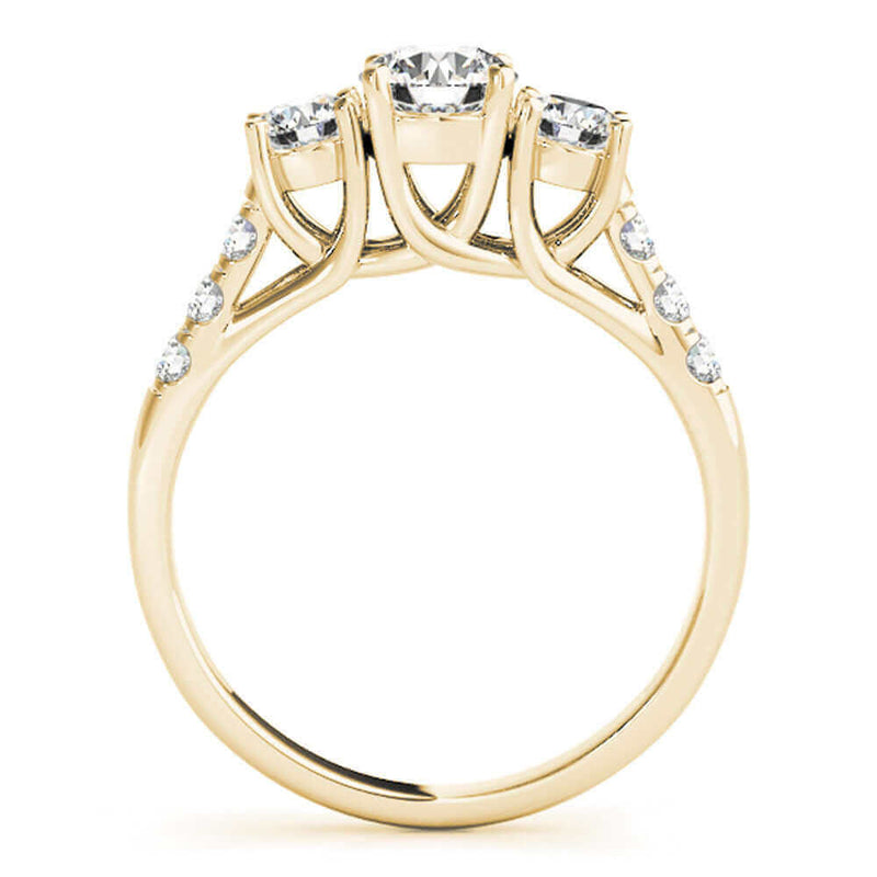 14k Yellow Gold Three-Stone Engagement Ring 0.50 carat, I-J Color, I2-I3 Clarity, Engagement, Ring, JewelMORE.com  - JewelMORE.com