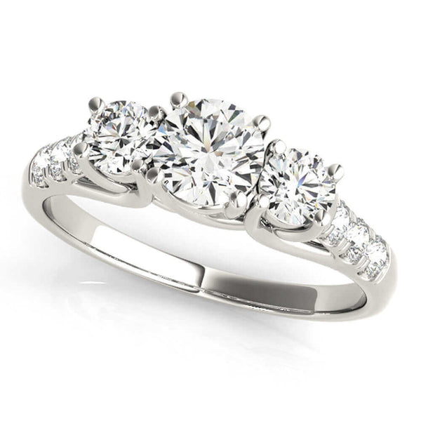 14k White Gold 3 stone Engagement Ring (0.25 carat, I-J Color, I1-I2 Clarity), Engagement, Ring, JewelMORE.com  - JewelMORE.com