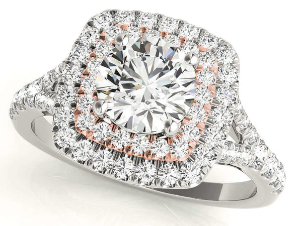 Aura™ 14K White Gold 1ct.tw Diamond Double Halo Ring, RINGS, JewelMORE.com  - JewelMORE.com