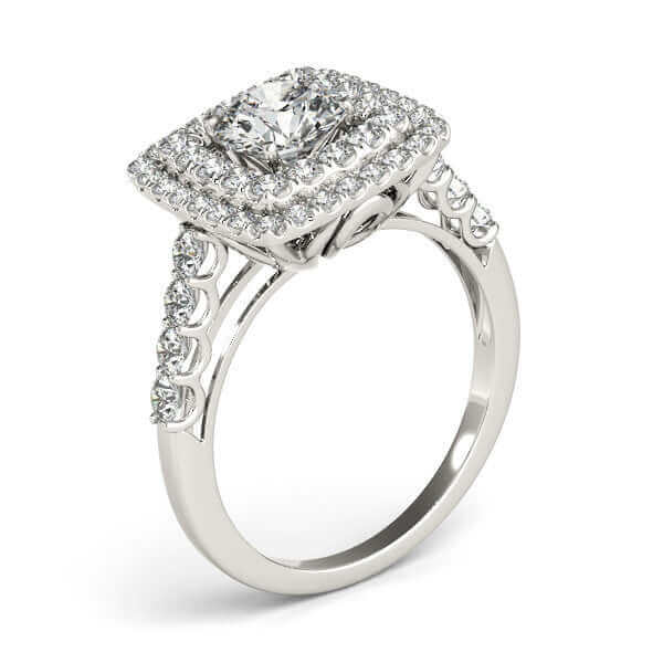 Aura™ 14k White Gold 1-3/4ct.tw Diamond Double Halo Engagement Ring, RINGS, JewelMORE.com  - JewelMORE.com