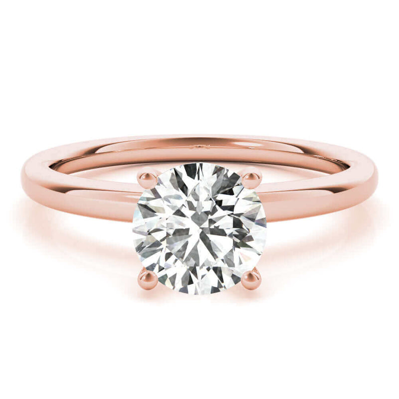 JewelMore 0.5 Carat & 1 Carat Certified 14K White Gold Hidden Halo Solitaire Round Cut Diamond Engagement Ring for Women ( I-J Color, I2-I3 Clarity)