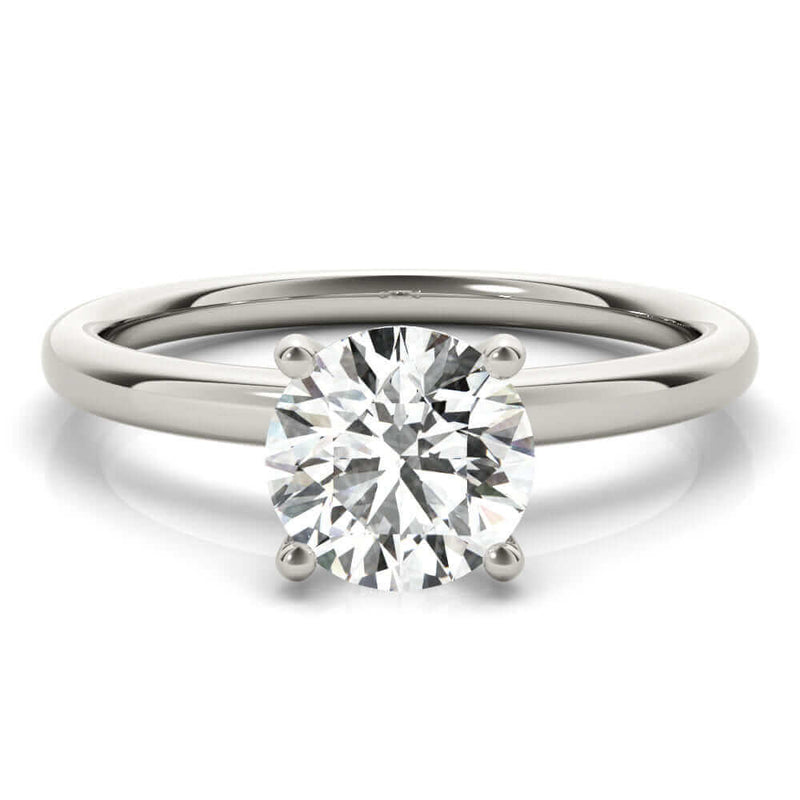 JewelMore 0.5 Carat & 1 Carat Certified 14K White Gold Hidden Halo Solitaire Round Cut Diamond Engagement Ring for Women ( I-J Color, I2-I3 Clarity)