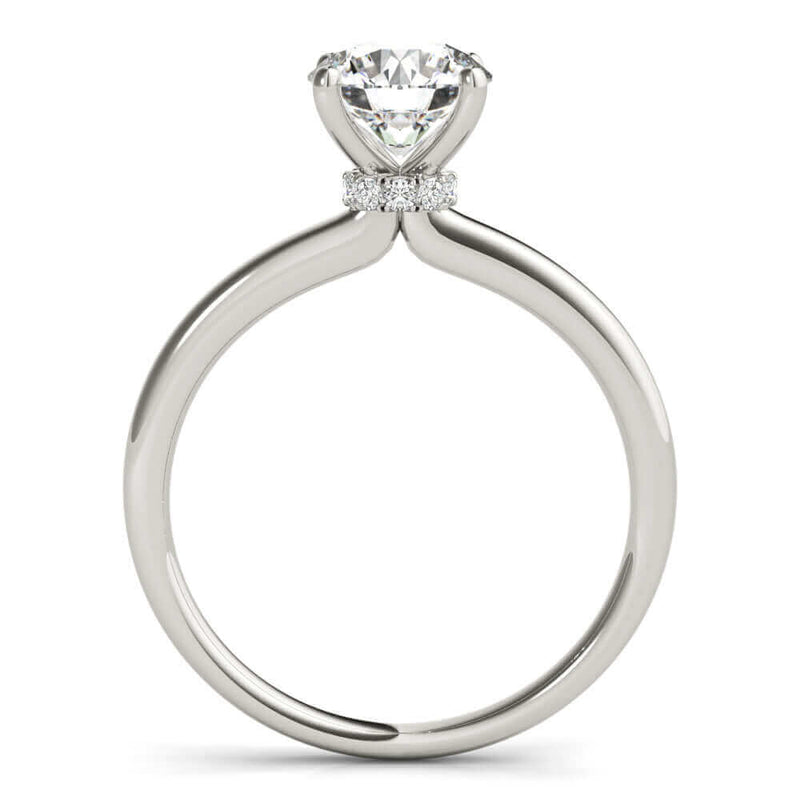 JewelMore 0.5 Carat & 1 Carat Certified 14K White Gold Hidden Halo Solitaire Round Cut Diamond Engagement Ring for Women ( I-J Color, I2-I3 Clarity)