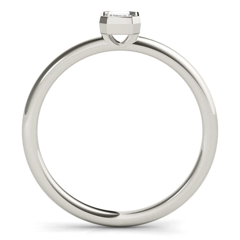 JewelMore 1/3 CT. Certified Emerald Diamond Bezel-Set Solitaire Engagement Ring in 14K Gold H-I / VS2-SI1) / from our Luxury Collection