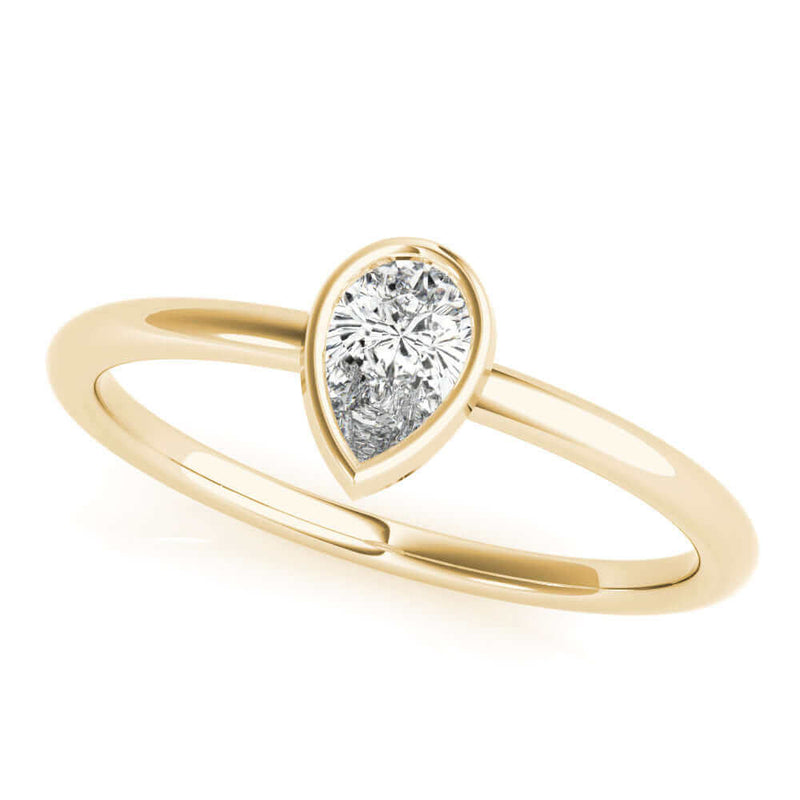 JewelMore 1/3 CT. Certified Pear-Shape Diamond Bezel-Set Solitaire Engagement Ring in 14K Gold H-I / VS2-SI1) / from our Luxury Collection