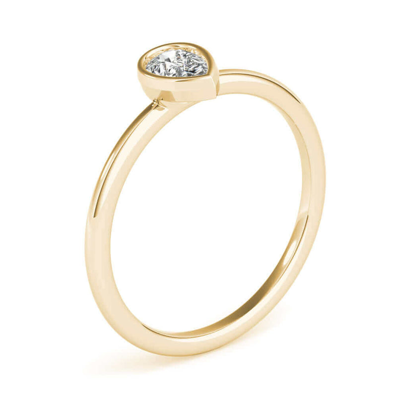 JewelMore 1/3 CT. Certified Pear-Shape Diamond Bezel-Set Solitaire Engagement Ring in 14K Gold H-I / VS2-SI1) / from our Luxury Collection