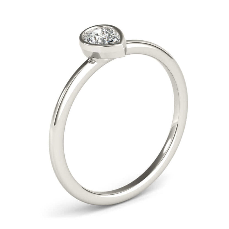 JewelMore 1/3 CT. Certified Pear-Shape Diamond Bezel-Set Solitaire Engagement Ring in 14K Gold H-I / VS2-SI1) / from our Luxury Collection