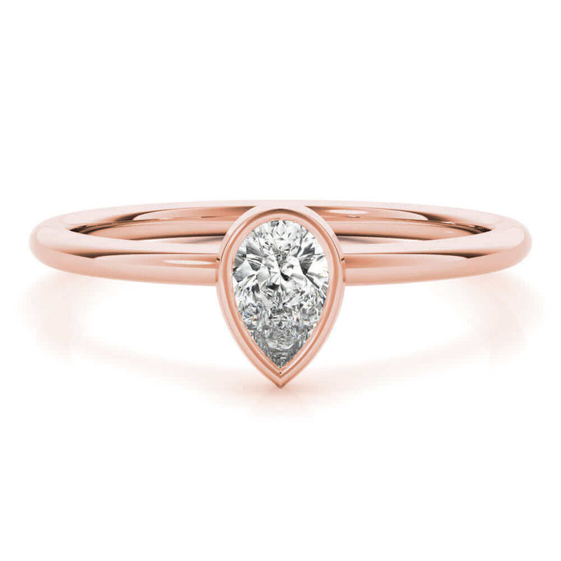 JewelMore 1/3 CT. Certified Pear-Shape Diamond Bezel-Set Solitaire Engagement Ring in 14K Gold H-I / VS2-SI1) / from our Luxury Collection