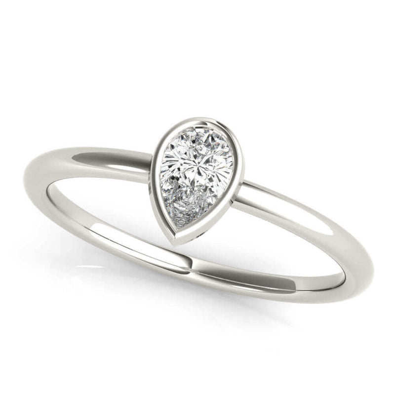 JewelMore 1/3 CT. Certified Pear-Shape Diamond Bezel-Set Solitaire Engagement Ring in 14K Gold H-I / VS2-SI1) / from our Luxury Collection
