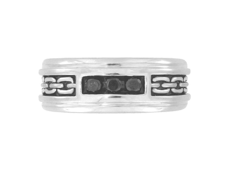 Sterling Silver Textured Band Ring for Men