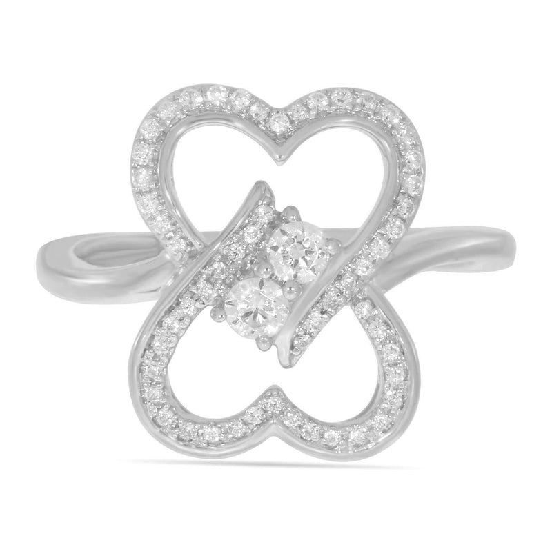 I Love Us™ 3/4ct.tw Two Stone Heart to Heart Bond Together Diamond Ring (G-H / I1-I2) "My Best Friend is My True Love®" - White G-H in 14K Gold, , JewelMORE.com  - JewelMORE.com