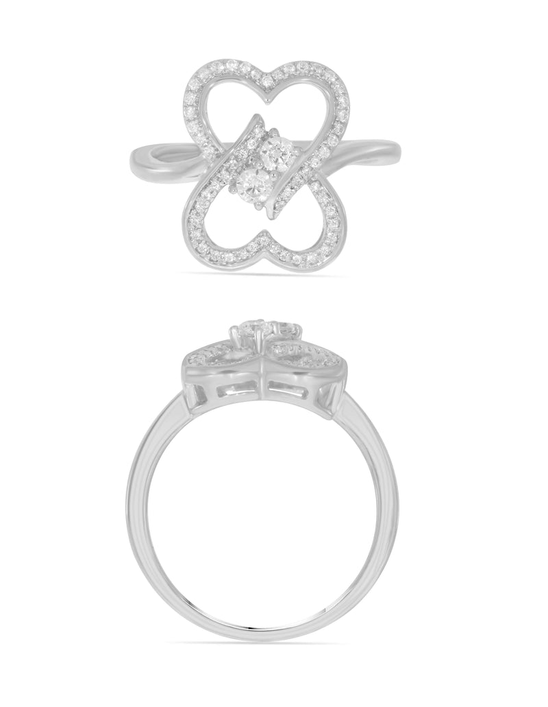 I Love Us™ 3/4ct.tw Two Stone Heart to Heart Bond Together Diamond Ring (G-H / I1-I2) "My Best Friend is My True Love®" - White G-H in 14K Gold, , JewelMORE.com  - JewelMORE.com