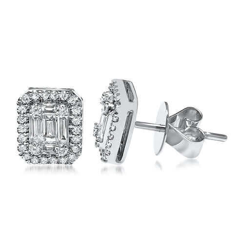White Gold Halo Stud Earring 
