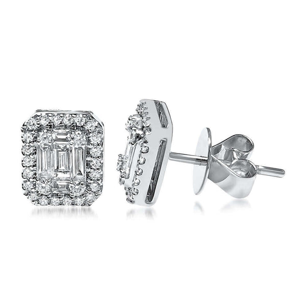 White Gold Halo Stud Earring