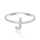 JewelMore Sterling Silver Diamond Accent stackable Initial Ring (petite), diamond ring, JewelMORE.com  - JewelMORE.com
