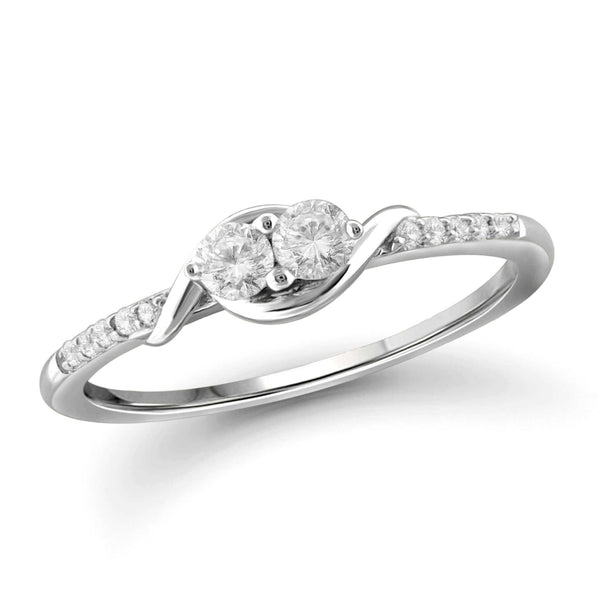 I Love Us™ Two-Stone Ring 1/7ct tw Diamonds 14K White Gold or Yellow Gold  "My Best friend is My true love™", SALE, JewelMORE.com  - JewelMORE.com