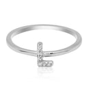 JewelMore Sterling Silver Diamond Accent stackable Initial Ring (petite), diamond ring, JewelMORE.com  - JewelMORE.com
