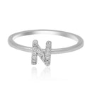 JewelMore Sterling Silver Diamond Accent stackable Initial Ring (petite), diamond ring, JewelMORE.com  - JewelMORE.com