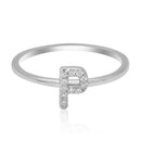 JewelMore Sterling Silver Diamond Accent stackable Initial Ring (petite), diamond ring, JewelMORE.com  - JewelMORE.com