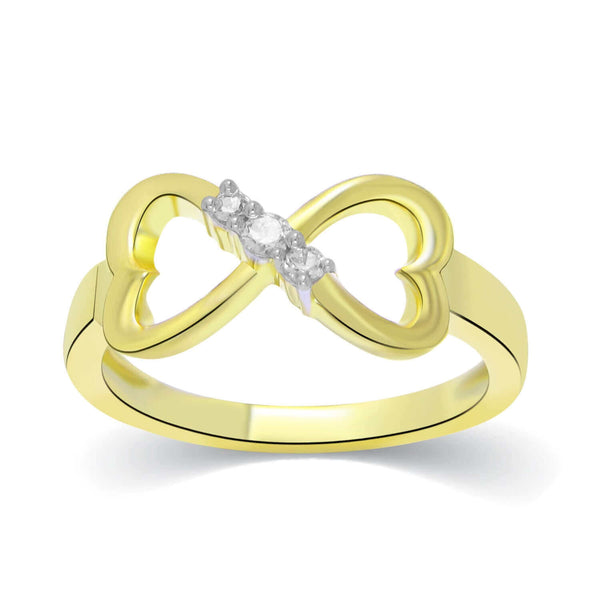 ewelMore Infinity Heart 1/10ct 3 stone Anniversary Band Rings in 10K Yellow Gold, SALE, JewelMORE.com  - JewelMORE.com