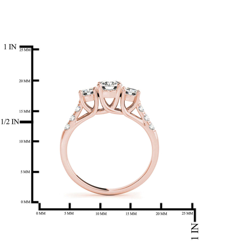 14k Three-Stone Engagement Ring White Yellow or Rose Gold (0.50 carat, I-J Color, I2-I3 Clarity), Engagement, Ring, JewelMORE.com  - JewelMORE.com