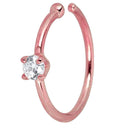 JewelMore 0.02ct Diamond Nose Ring Hoop - 14K White Gold or Yellow Gold