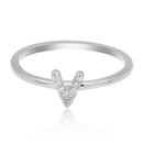 JewelMore Sterling Silver Diamond Accent stackable Initial Ring (petite), diamond ring, JewelMORE.com  - JewelMORE.com
