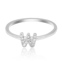 JewelMore Sterling Silver Diamond Accent stackable Initial Ring (petite), diamond ring, JewelMORE.com  - JewelMORE.com