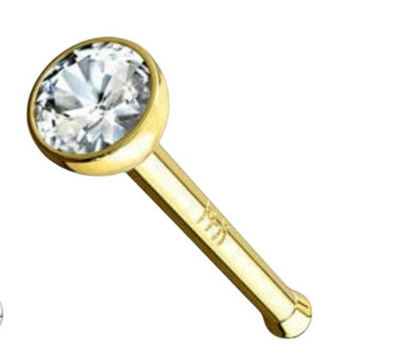 14K White Gold Diamond Nose Ring with Flush Bezel Setting