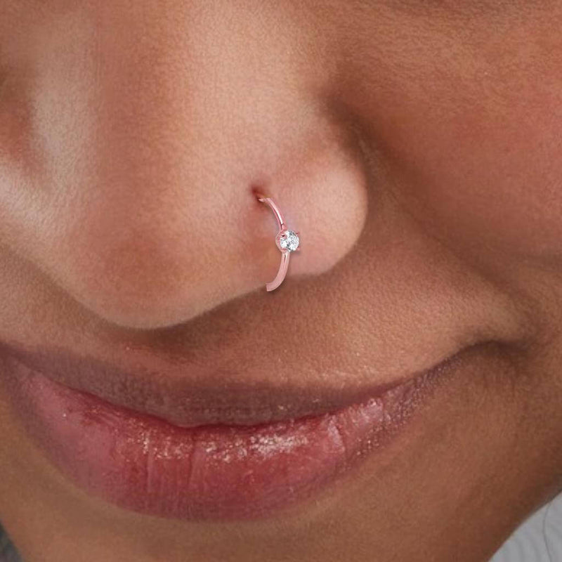 Diamond studded hoop nose ring Clearance