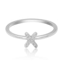 JewelMore Sterling Silver Diamond Accent stackable Initial Ring (petite), diamond ring, JewelMORE.com  - JewelMORE.com