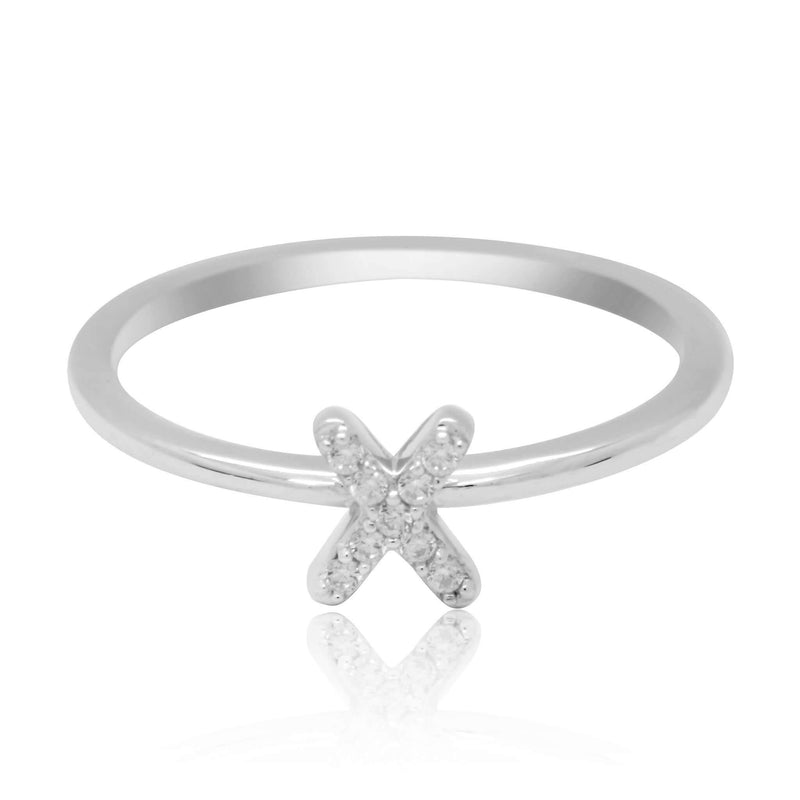 JewelMore Sterling Silver Diamond Accent stackable Initial Ring (petite), diamond ring, JewelMORE.com  - JewelMORE.com