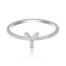 JewelMore Sterling Silver Diamond Accent stackable Initial Ring (petite), diamond ring, JewelMORE.com  - JewelMORE.com