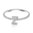 JewelMore Sterling Silver Diamond Accent stackable Initial Ring (petite), diamond ring, JewelMORE.com  - JewelMORE.com