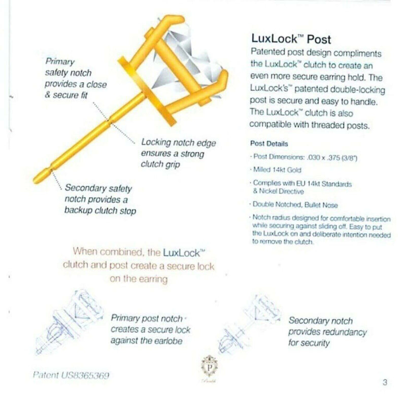  LuxLock World's Most Secure USA Patented Replacement Earring 
