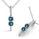 Blue Diamond Two 2 Stone Pendant